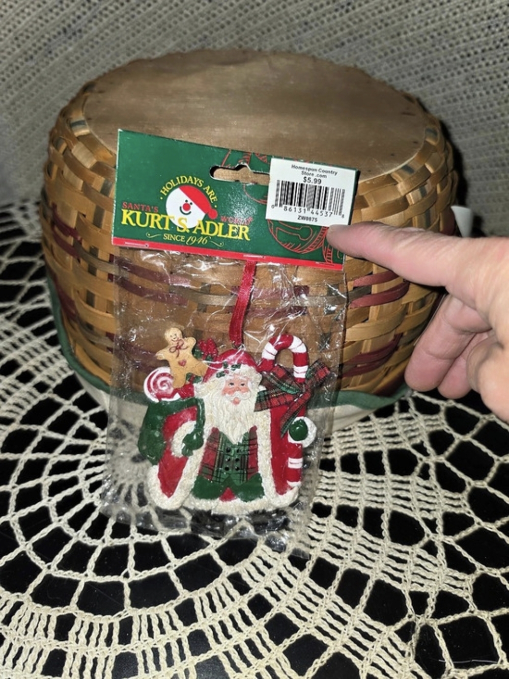 Kurt S. Adler Gingerbread With Candy Cane & Santa Hat Ornament Gingerbread J8260